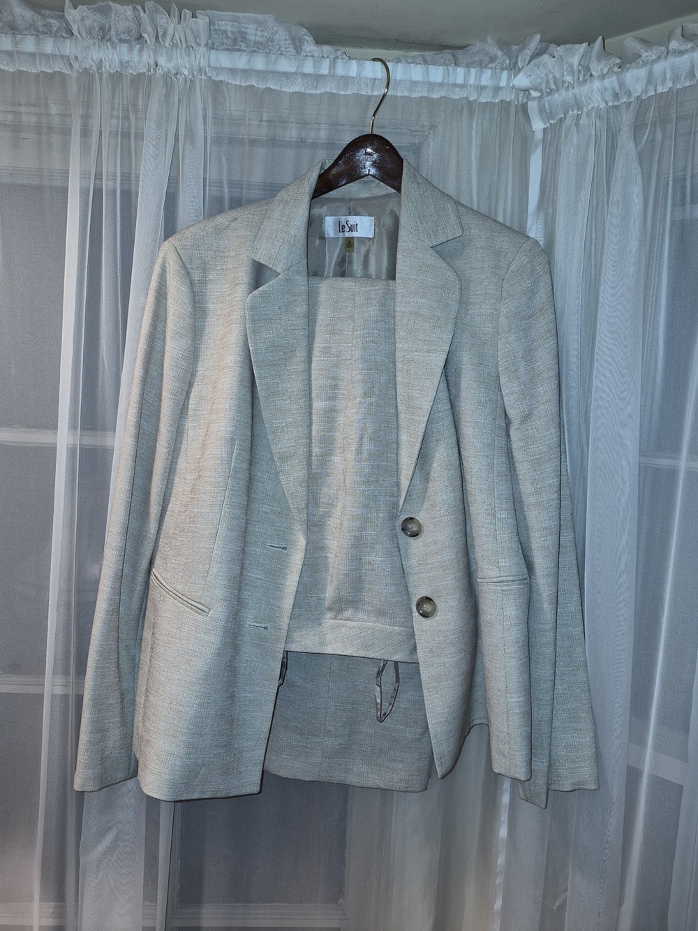 Le Suit Men's Light Gray Notch Lapel Two-Button Blazer